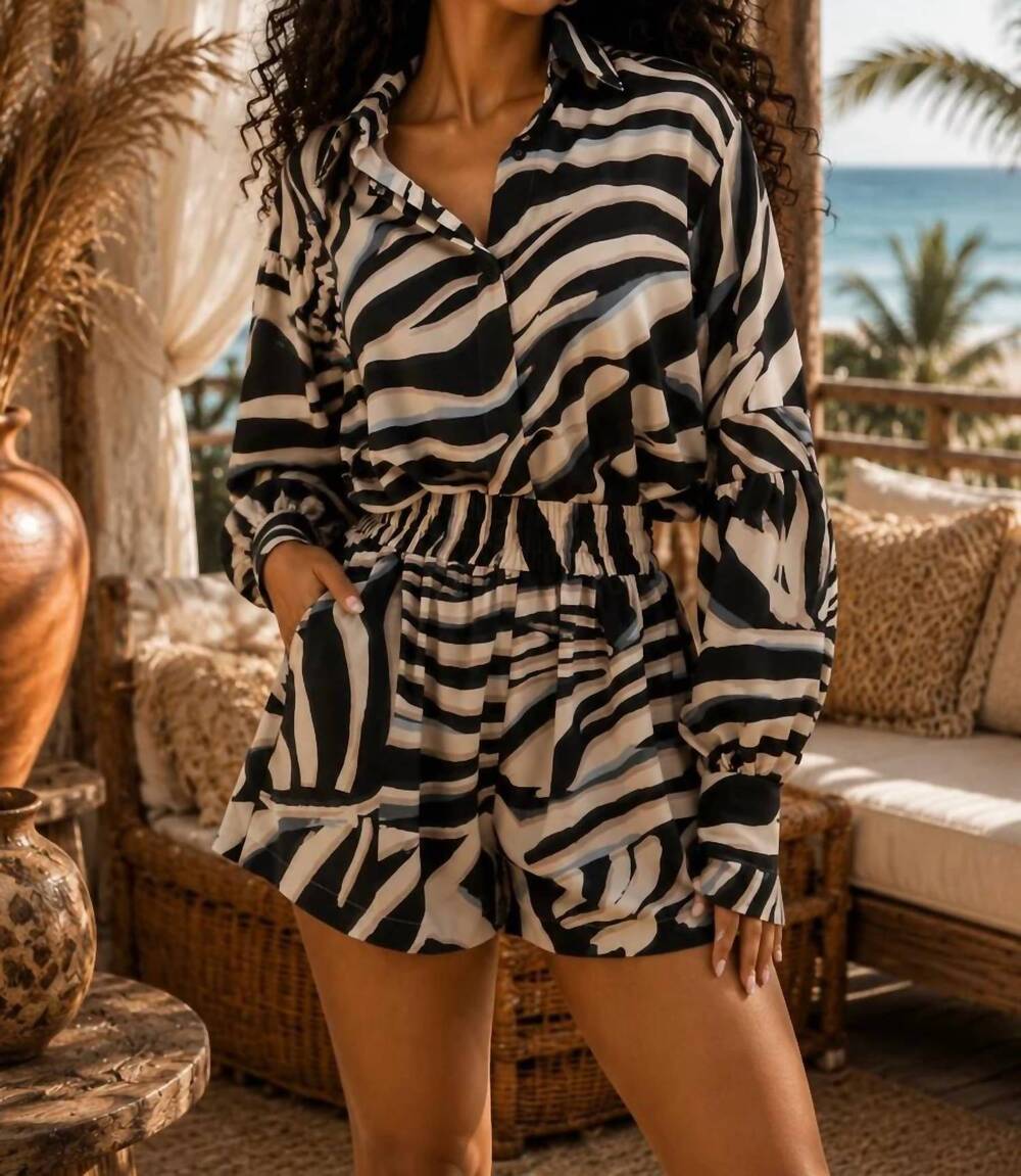NEW SURELYMINE wild current zebra romper in black/ white - Picture 9 of 9